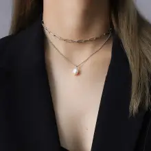 Natural Pearl Necklace with Gold Ball Clavicle for Women — feature 29