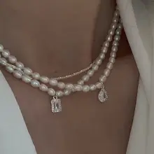 Natural Pearl Necklace with Gold Ball Clavicle for Women — feature 3