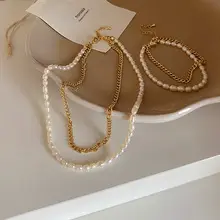 Natural Pearl Necklace with Gold Ball Clavicle for Women — feature 31
