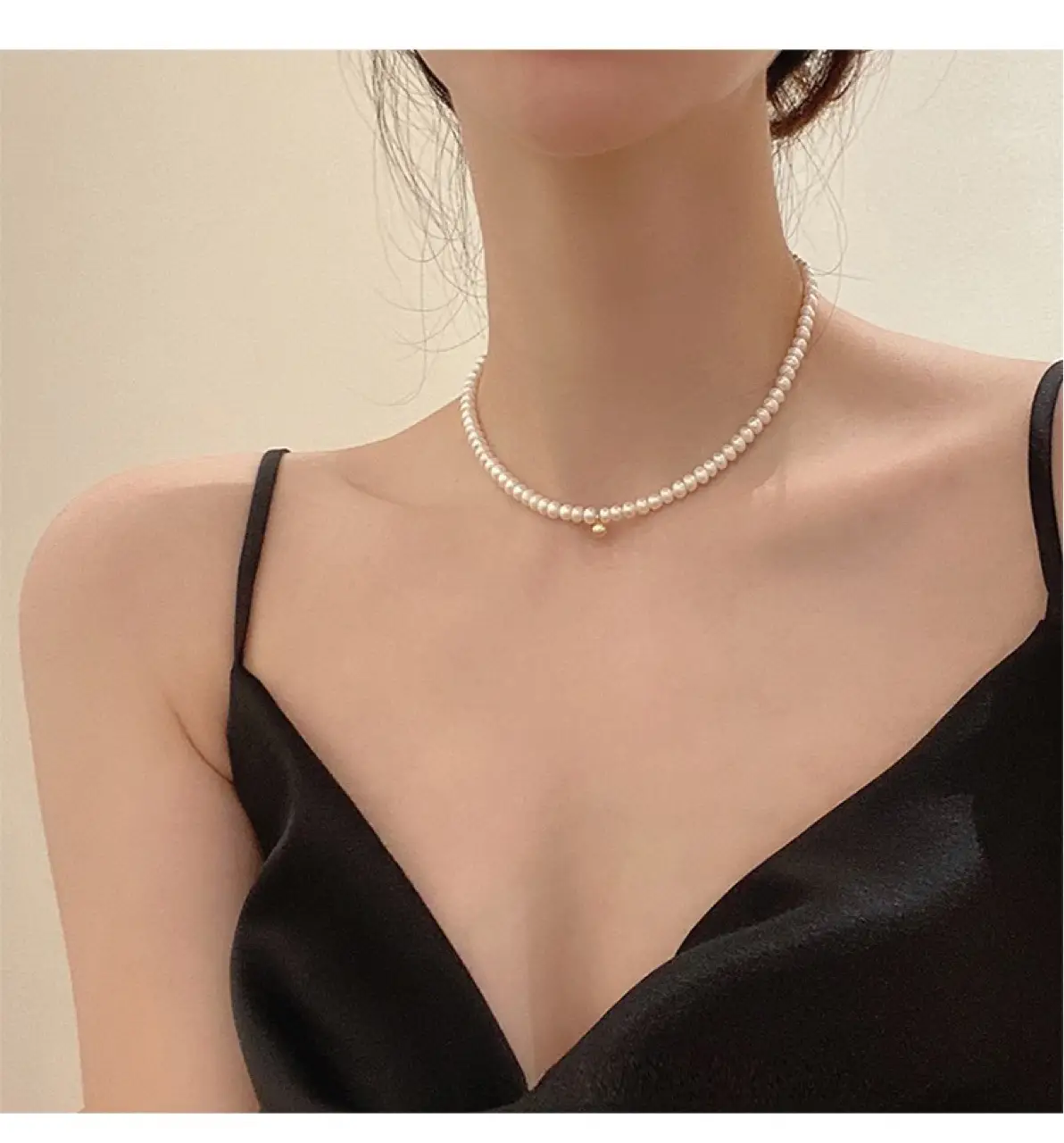 Natural Pearl Necklace with Gold Ball Clavicle for Women — feature 35