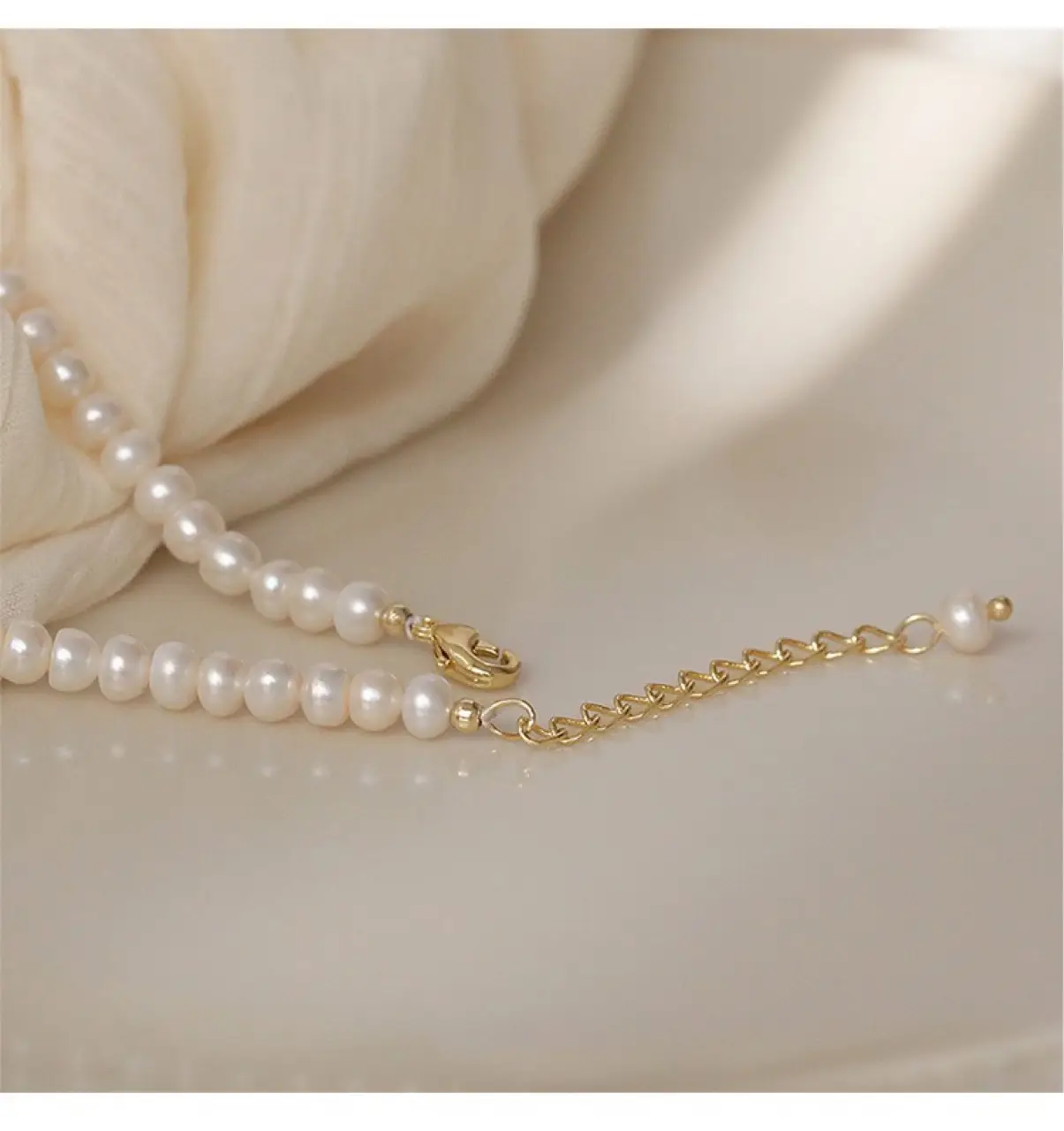 Natural Pearl Necklace with Gold Ball Clavicle for Women — feature 36
