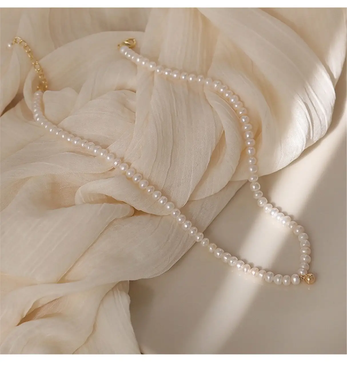 Natural Pearl Necklace with Gold Ball Clavicle for Women — feature 38
