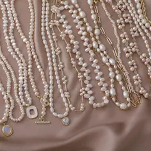 Natural Pearl Necklace with Gold Ball Clavicle for Women — feature 5