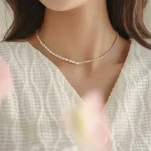 Natural Pearl Necklace with Gold Ball Clavicle for Women — feature 7