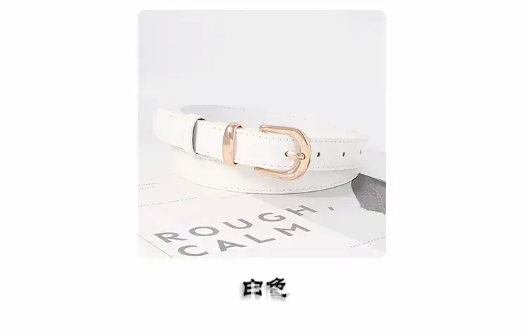 Women's Fashionable Leather Belt Black Brown Red Gold Buckle — feature 10