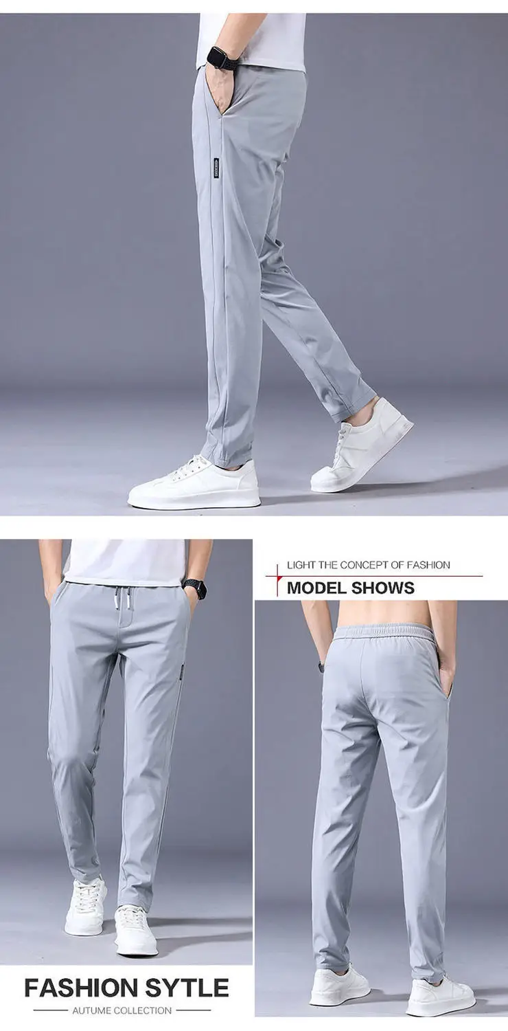 Men Ice Silk Sports Pants Large Elastic Breathable — feature 10