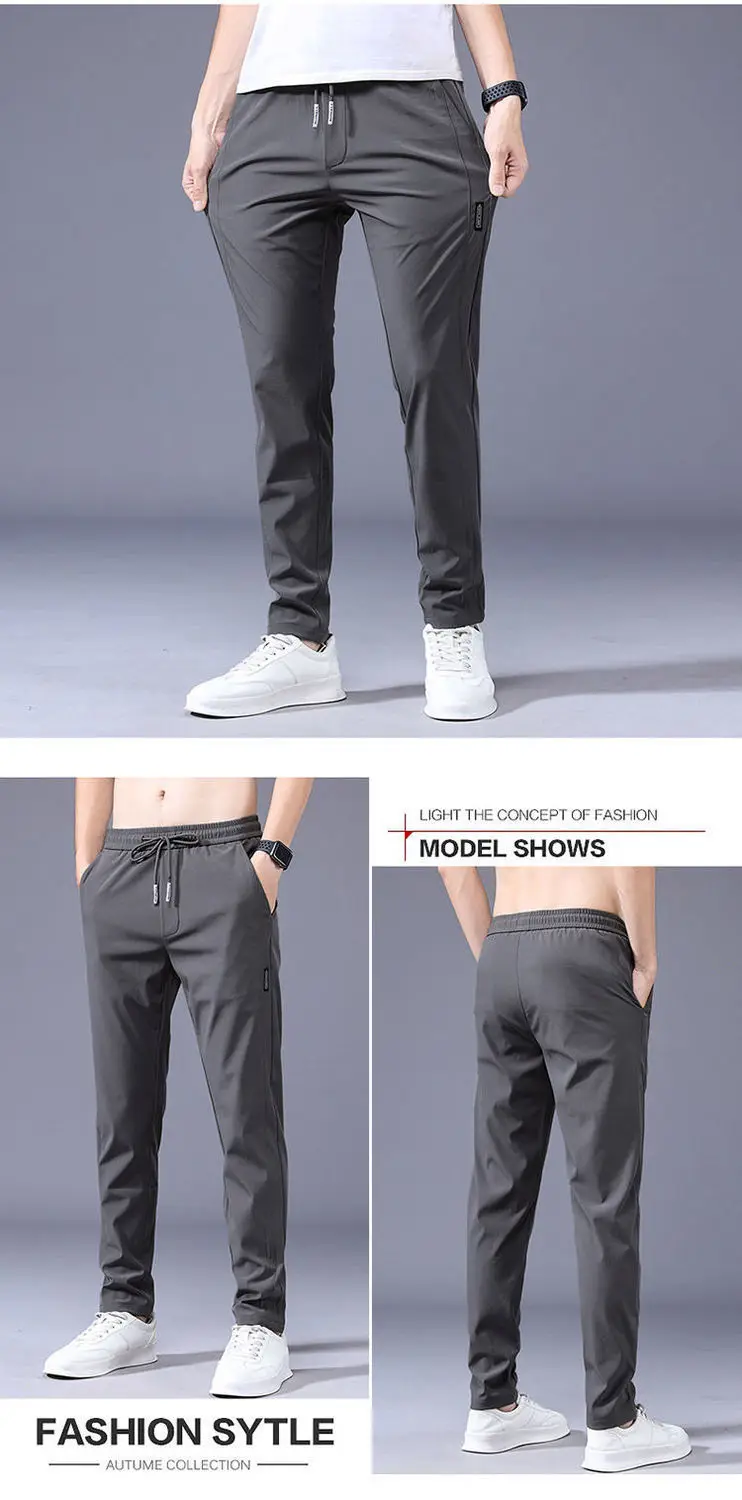Men Ice Silk Sports Pants Large Elastic Breathable — feature 13