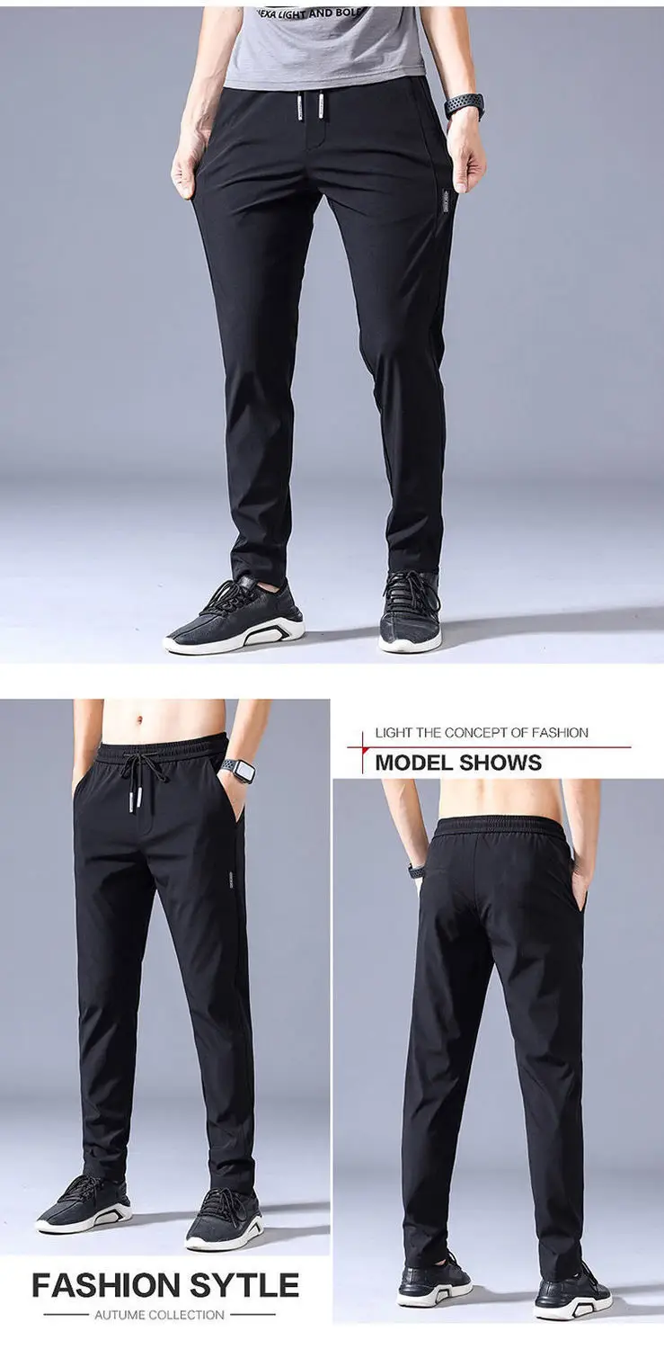 Men Ice Silk Sports Pants Large Elastic Breathable — feature 15