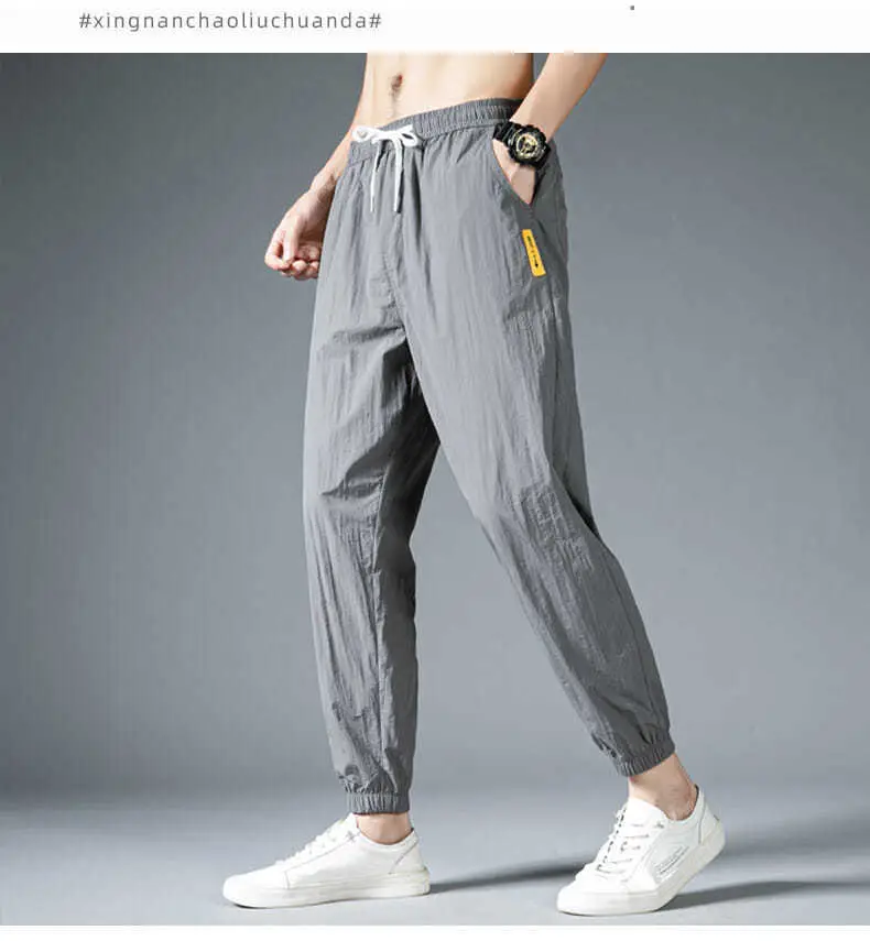 Men Sports Casual Pants Korean Style Grey Loose Large — feature 10