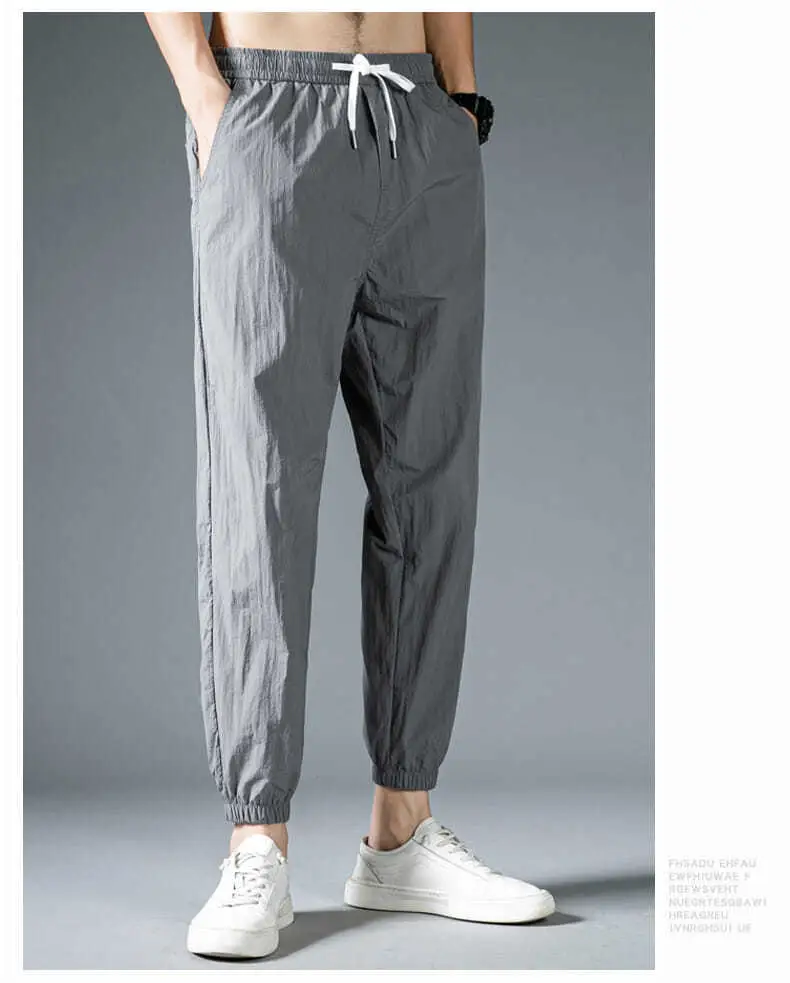 Men Sports Casual Pants Korean Style Grey Loose Large — feature 9
