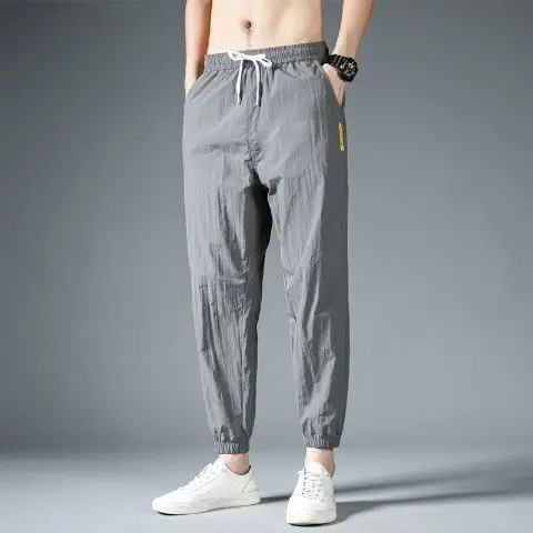 Men Sports Casual Pants Korean Style Grey Loose Large - Image 2