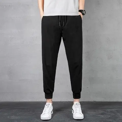 Men Sports Casual Pants Korean Style Grey Loose Large - Image 4