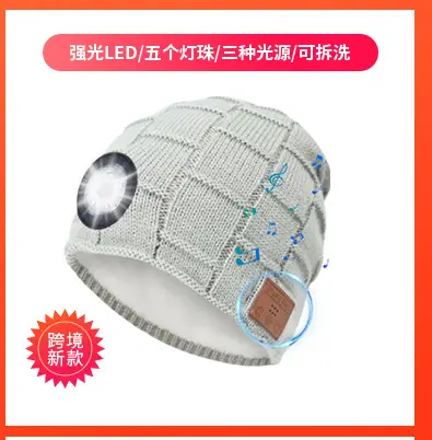 Dark Gray Wireless Bluetooth Headphone Hat for Night Running Camping β feature 5
