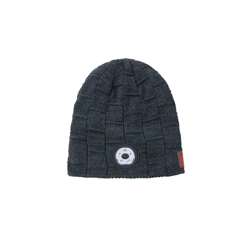 Dark Gray Wireless Bluetooth Headphone Hat for Night Running Camping - Image 2