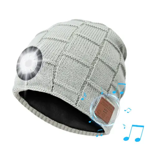 Dark Gray Wireless Bluetooth Headphone Hat for Night Running Camping - Image 3