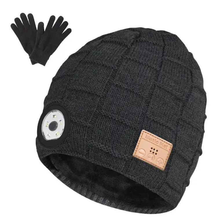Dark Gray Wireless Bluetooth Headphone Hat for Night Running Camping - Image 4