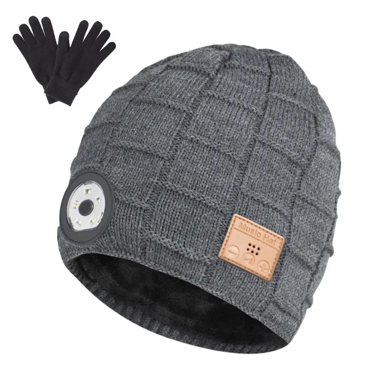 Dark Gray Wireless Bluetooth Headphone Hat for Night Running Camping - Image 5