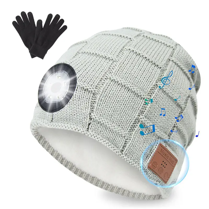 Dark Gray Wireless Bluetooth Headphone Hat for Night Running Camping - Image 6