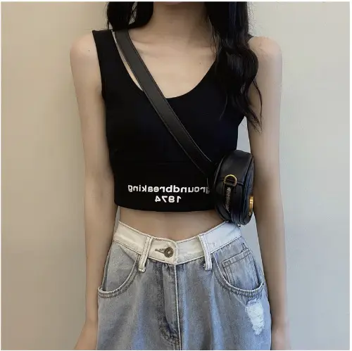 Navel Cropped Top Summer Spice Girl Loose High Waist T-Shirt - Image 2