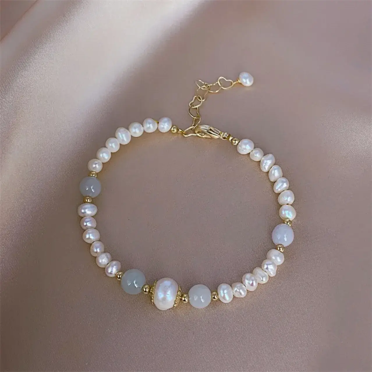 Baroque Pearl Bracelet with Jade Beads High-end Light Luxury Girl - Image 4