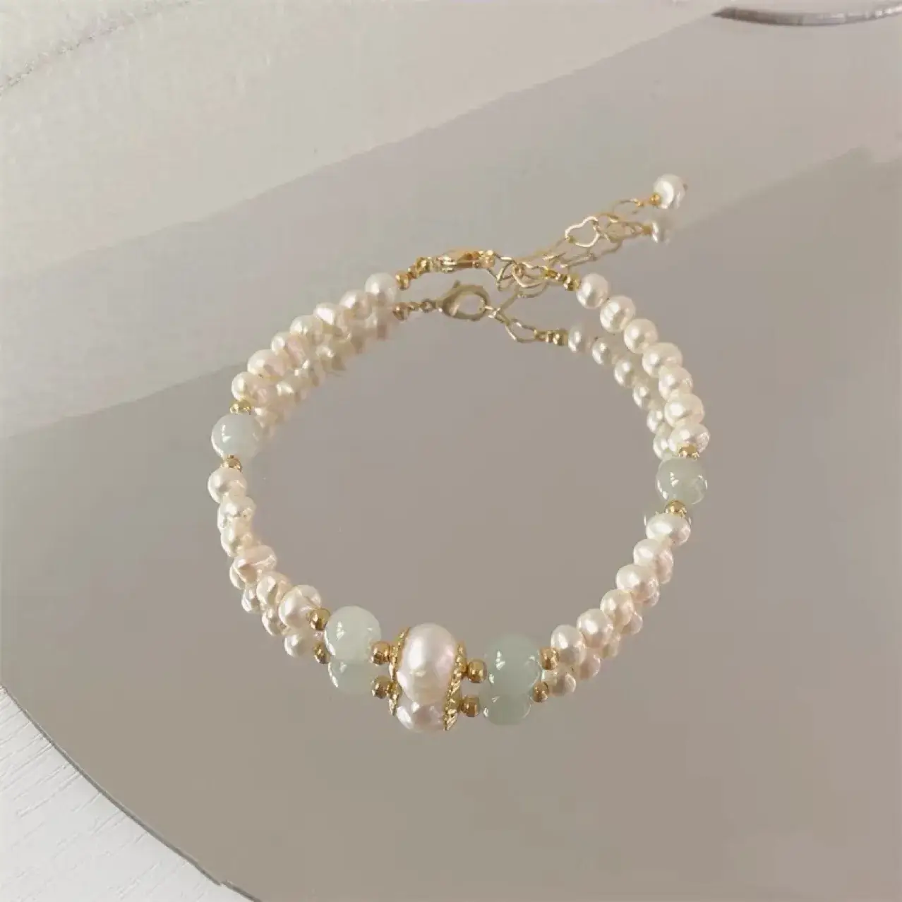 Baroque Pearl Bracelet with Jade Beads High-end Light Luxury Girl — feature 4