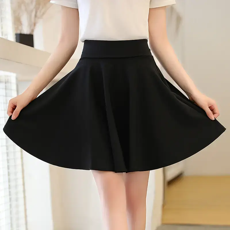Women Blue Button Top Black Skirt Set Medium - Image 13