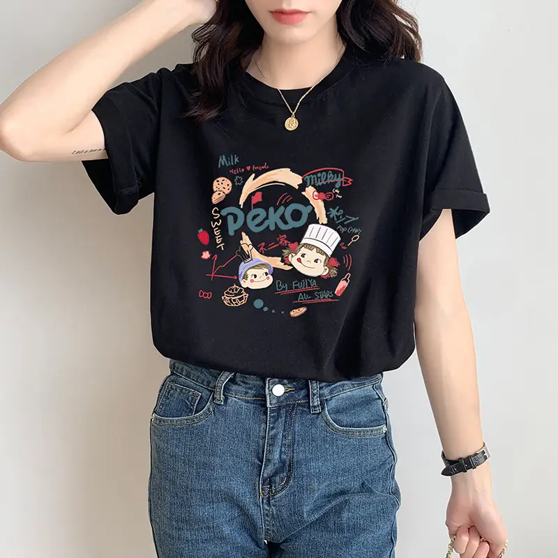 Women 2023 Harajuku Style Loose Sleeve T-Shirt White - Image 7