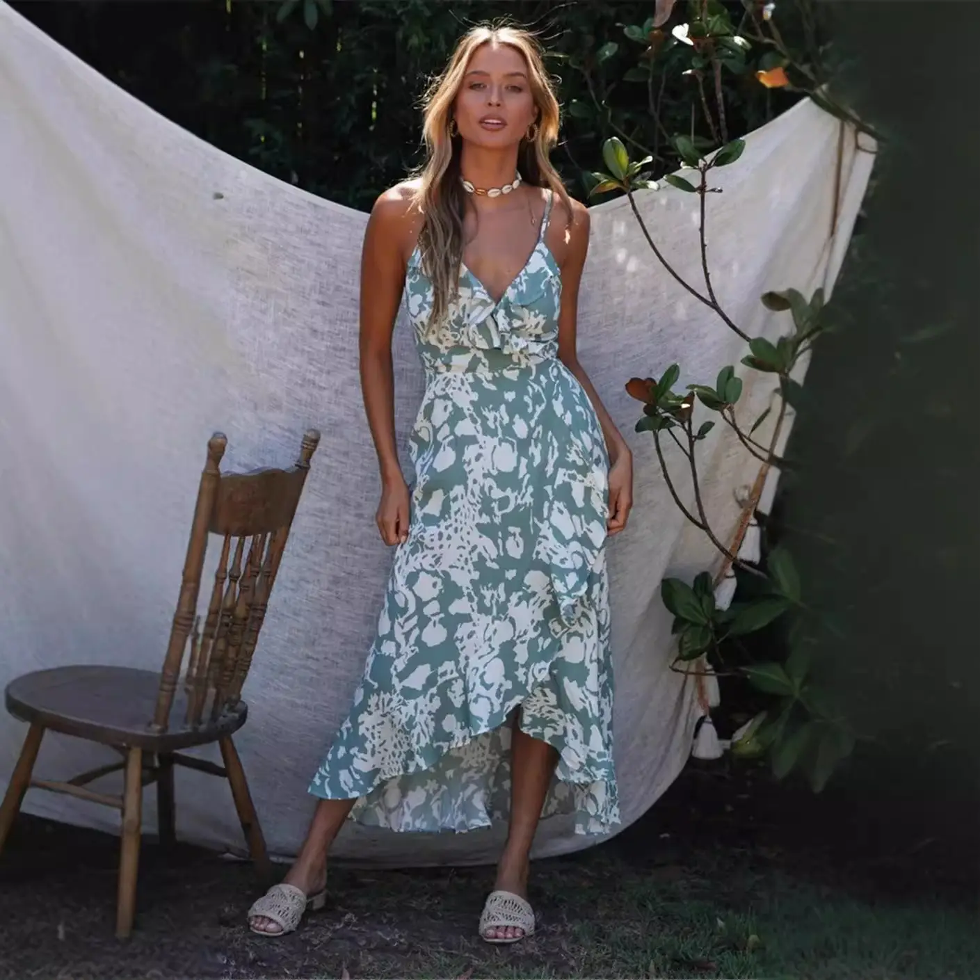 Women's 2024 Floral Print Low Rise Skirt Dress - Image 4