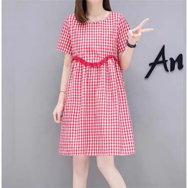 Maternity Dress Red White Checkered Summer 2021 Large - Image 3