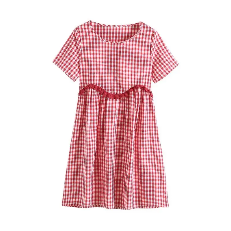 Maternity Dress Red White Checkered Summer 2021 Large - Image 5