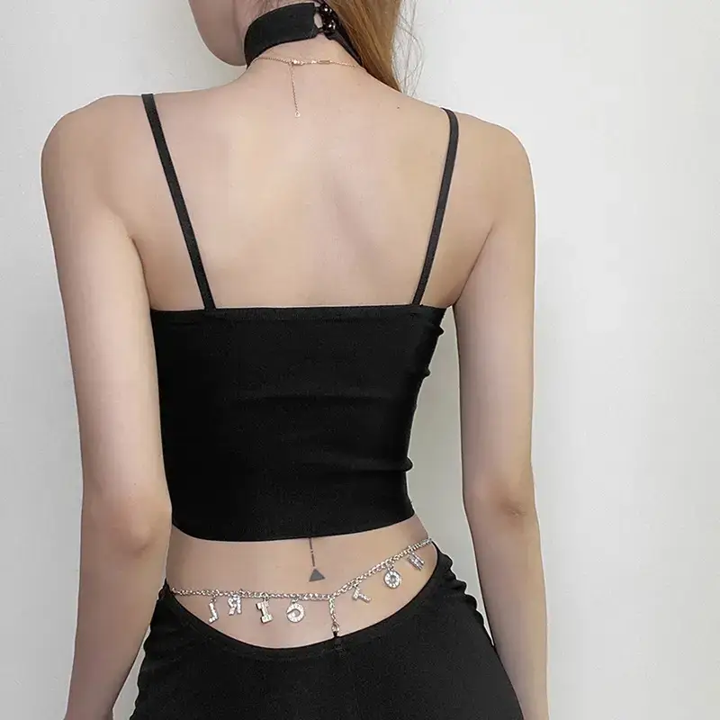 Black Hollow Neck Slim Fit Top for Women - Image 5
