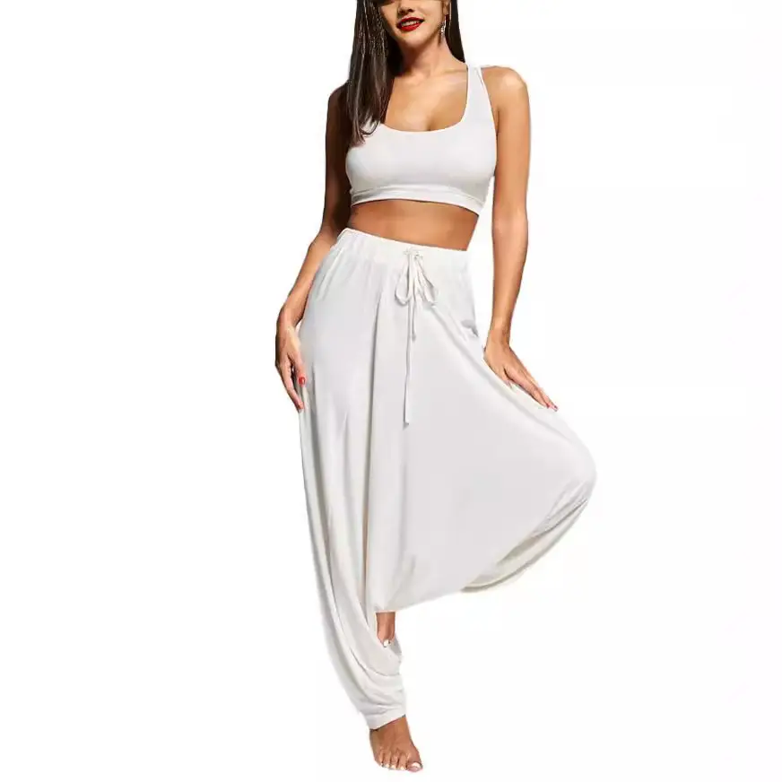 Black Loose Fit Harem Pants with Bra Top Set - Image 8