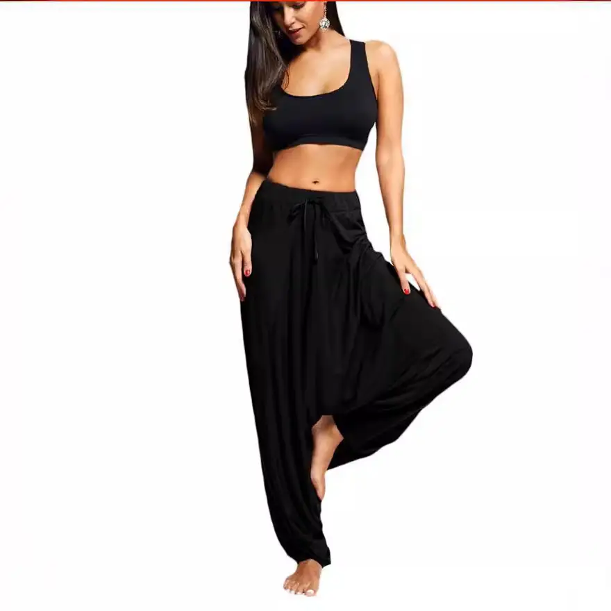 Black Loose Fit Harem Pants with Bra Top Set - Image 9