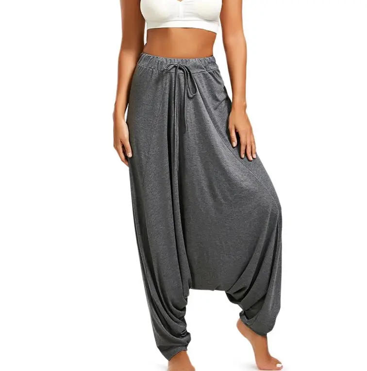 Black Loose Fit Harem Pants with Bra Top Set - Image 2