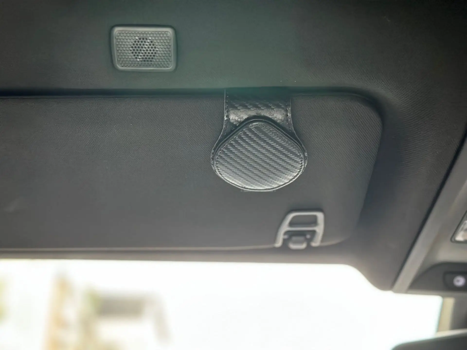 Black Leather Car Sunglass Clip Holder with Bill Card Slot