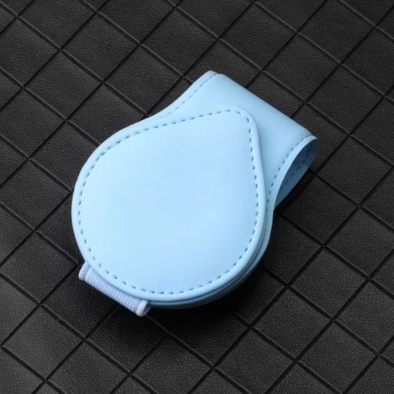 Black Leather Car Sunglass Clip Holder with Bill Card Slot