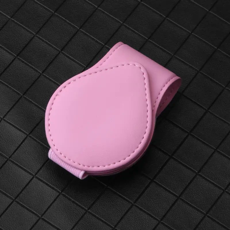Black Leather Car Sunglass Clip Holder with Bill Card Slot