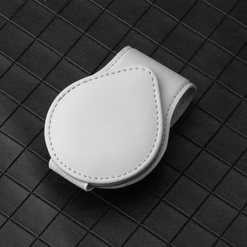 Black Leather Car Sunglass Clip Holder with Bill Card Slot
