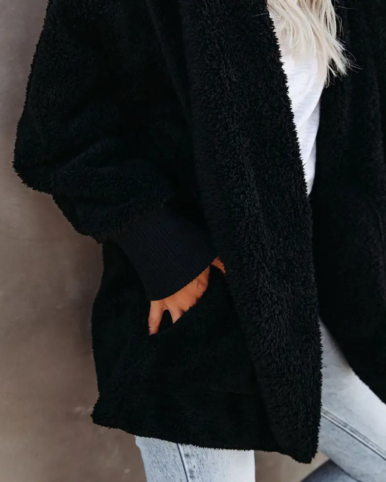 Women Woolen Hooded Coat Winter European American Loose Plush — feature 15
