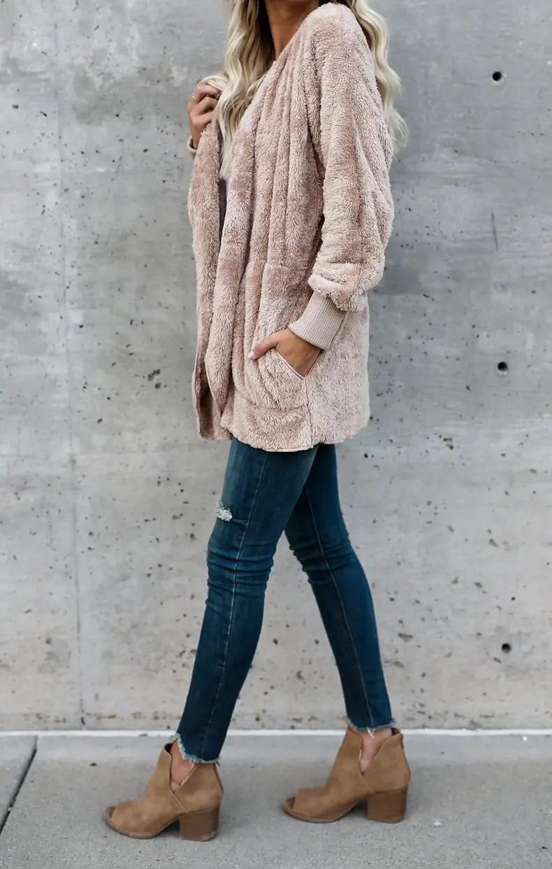 Women Woolen Hooded Coat Winter European American Loose Plush — feature 21