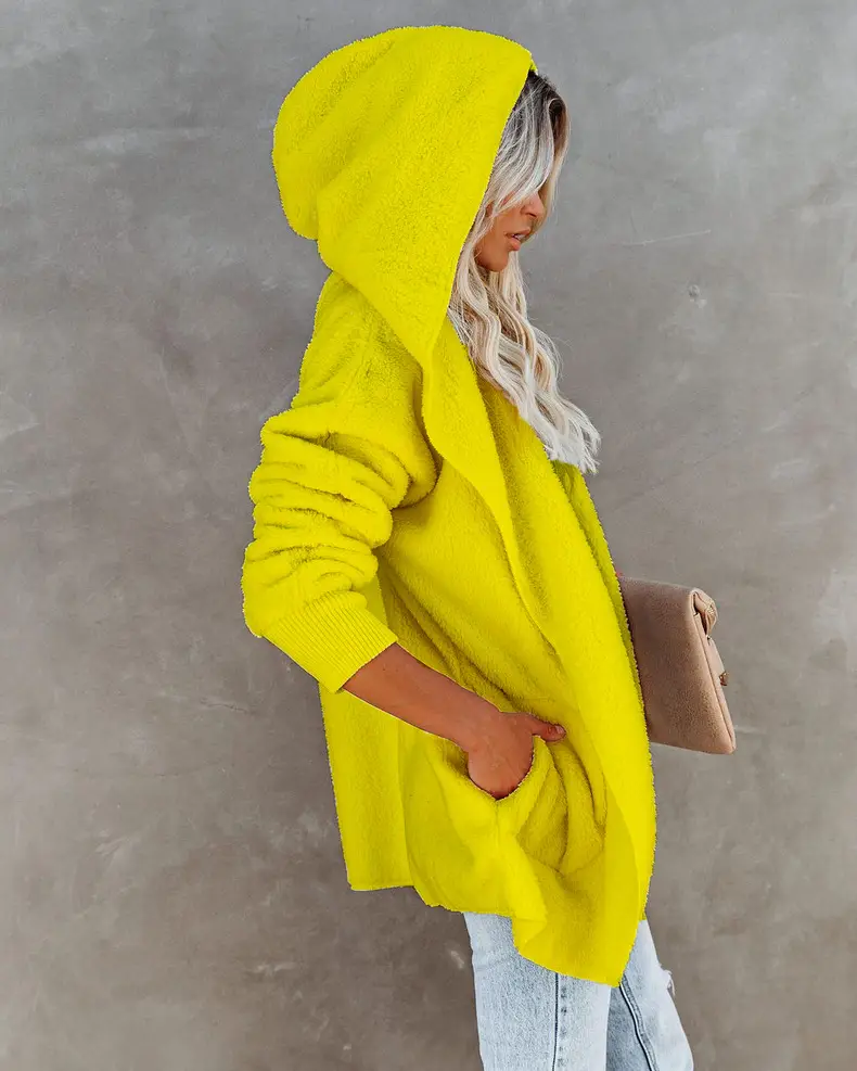 Women Woolen Hooded Coat Winter European American Loose Plush — feature 7