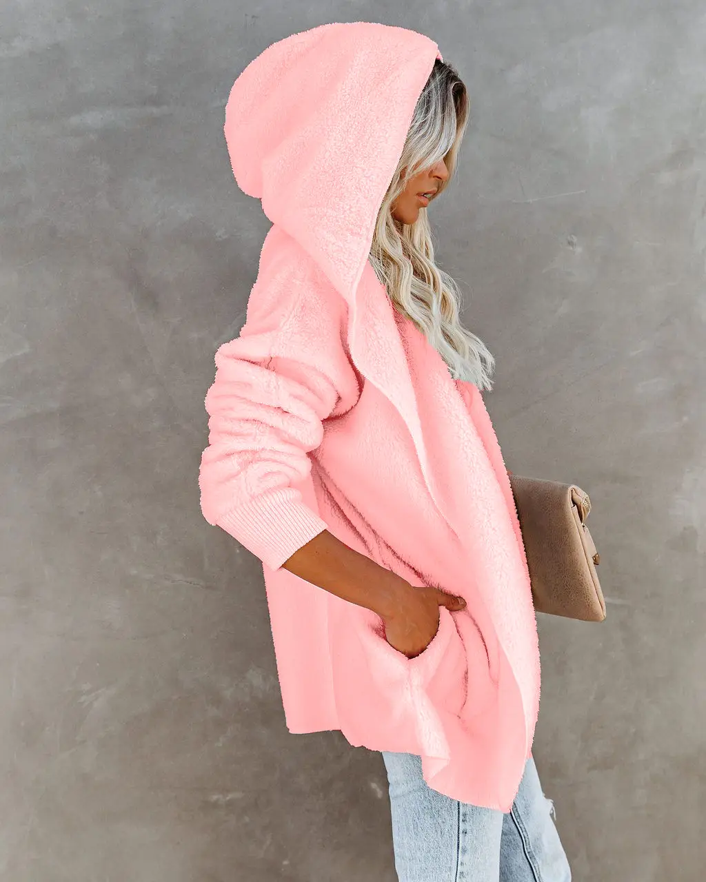 Women Woolen Hooded Coat Winter European American Loose Plush - Image 6