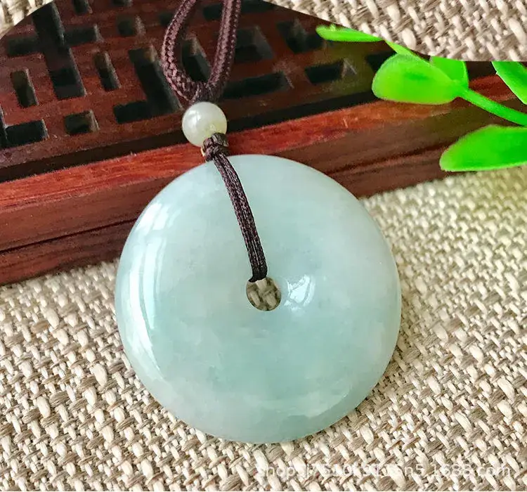 Guan Yu Jade Peace Pendant 30mm Natural Burmese — feature 10