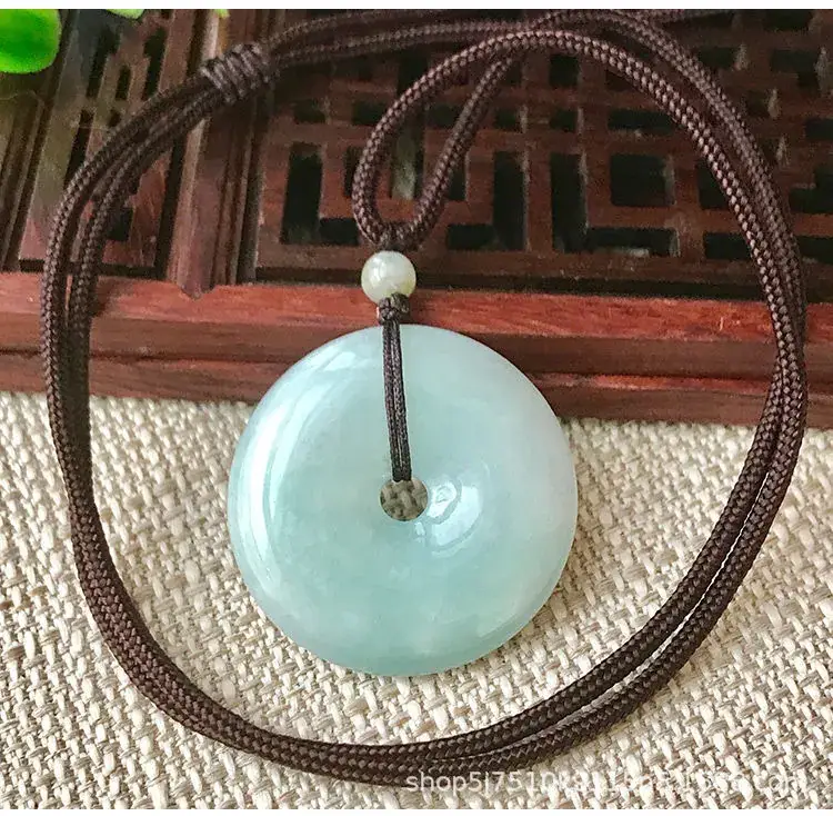 Guan Yu Jade Peace Pendant 30mm Natural Burmese — feature 11