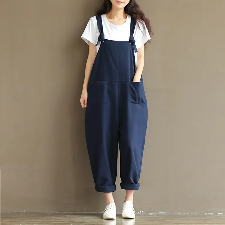 2018 Women's Art Retro Dark Blue Sanding Pants 4091 - Image 5