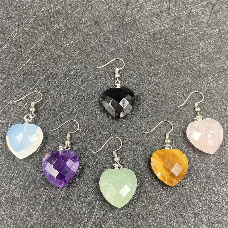 Amethyst Heart Earrings for Girls Pink Crystal Peach - Image 3