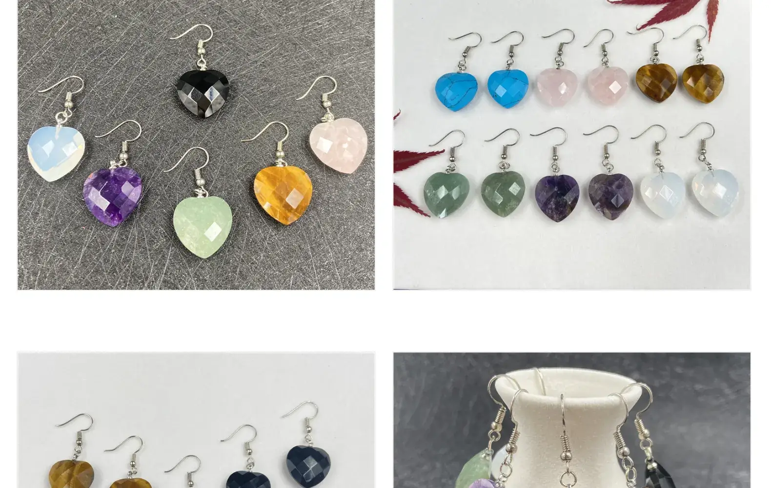 Amethyst Heart Earrings for Girls Pink Crystal Peach — feature 13