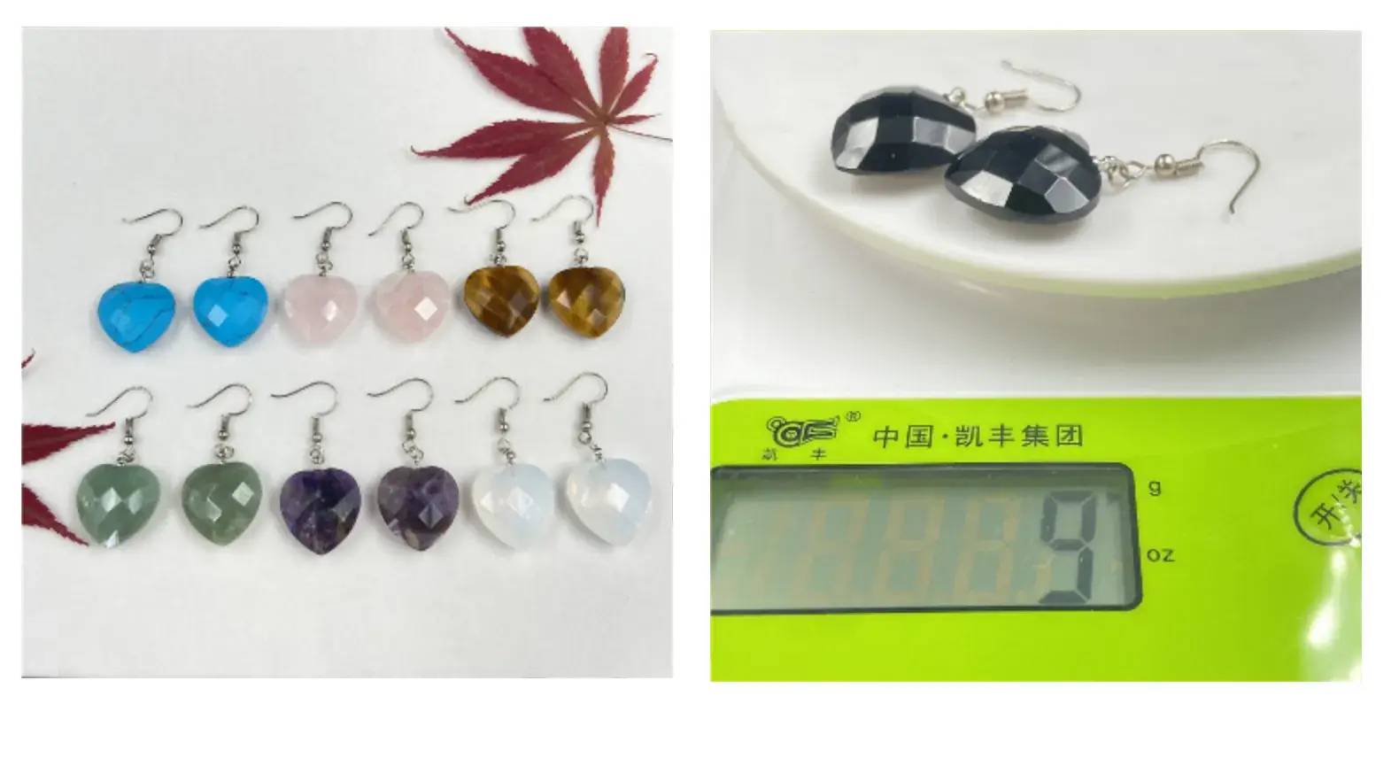 Amethyst Heart Earrings for Girls Pink Crystal Peach — feature 16