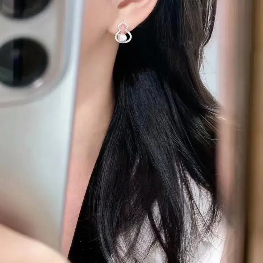 Zhuji Earring S925 Silver Needle Freshwater Pearl Earring (Fulu) 6-7MM Small Gourd Suit - Image 12