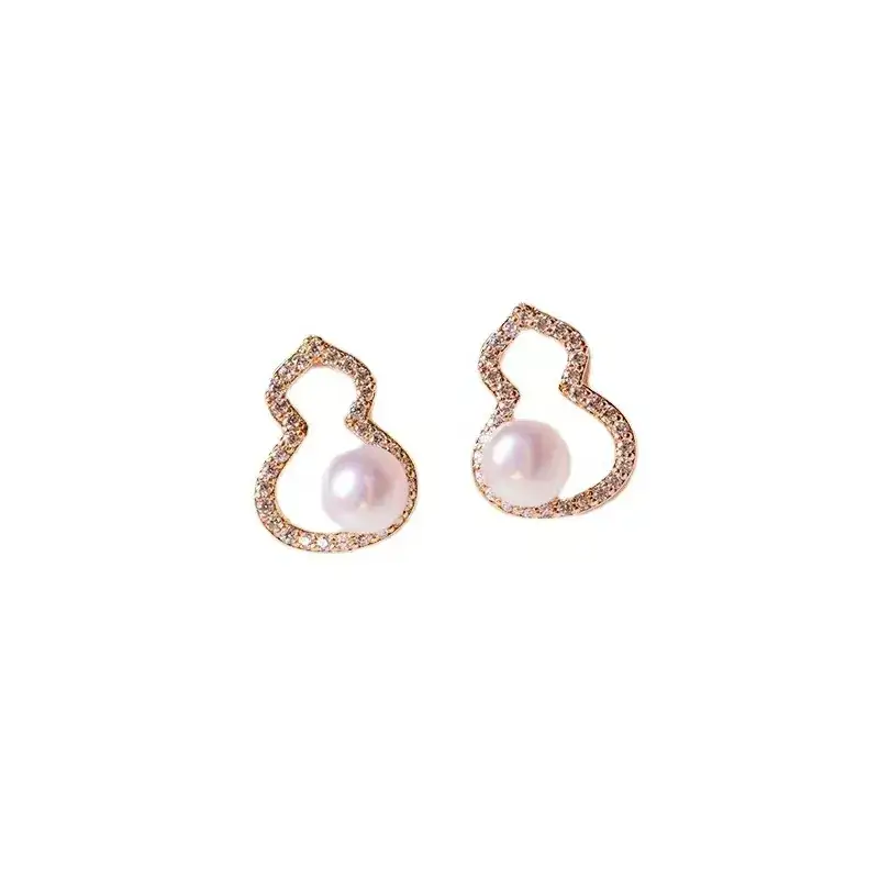 Zhuji Earring S925 Silver Needle Freshwater Pearl Earring (Fulu) 6-7MM Small Gourd Suit - Image 13